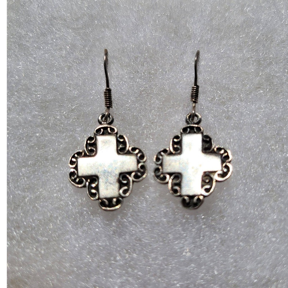 925 Sterling Silver Silpada Quatrefoil Drop Dangle Earrings Signed Vtg